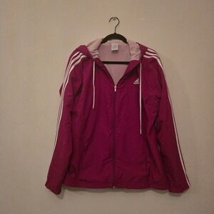 Adidas Windbreaker Jacket Lightweight Running Athletic Fuchsia Pink